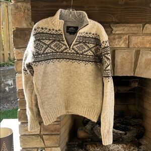 Lost Horizons Nordic Zip-Front Wool Sweater